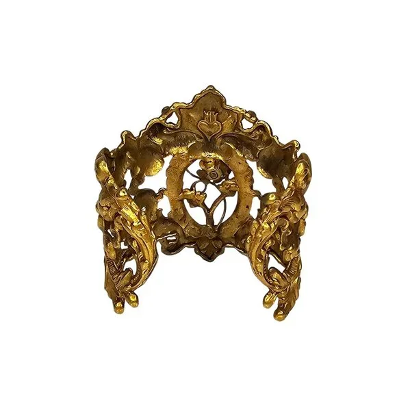 VIRGINS SAINTS & ANGELS "Archangel" Vintage Gold-Tone Rose Crystal Cuff - Picture 6 of 7